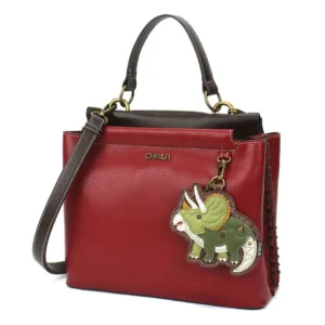 Charming Satchel - Triceratops - burgundy