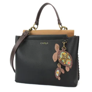 Charming Satchel - Two Turtles - black
