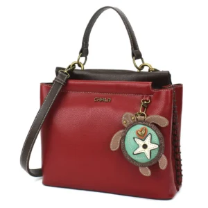 Charming Satchel - Turtle - burgundy