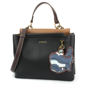 Charming Satchel - Whale Family - black