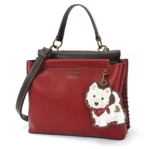Charming Satchel - Westie - burgundy