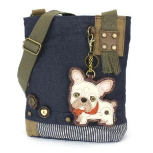 Patch Crossbody - French Bulldog - denim