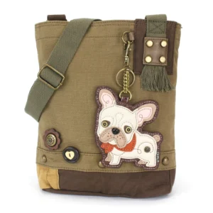 Patch Crossbody - French Bulldog - olive