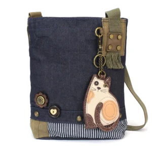Patch Crossbody - LaZzy Cat - denim