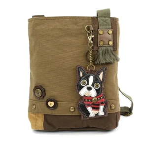 Patch Crossbody - Boston Terrier - olive