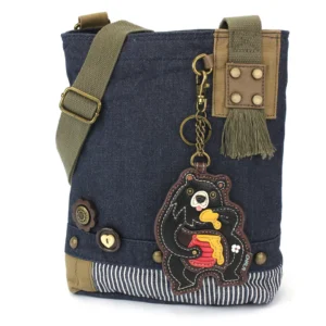 Patch Crossbody - Black Bear - denim