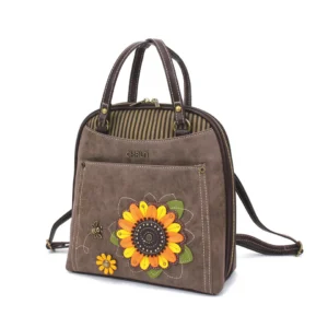 Convertible Backpack Purse - Sunflower - stone gray