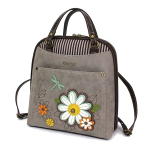 Convertible Backpack Purse - Daisy - gray