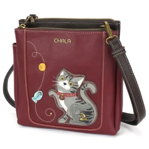 Merry Messenger - Tabby Cat - gray - maroon