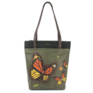 Deluxe Everyday Tote - Monarch Butterfly - olive