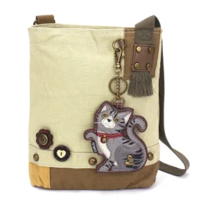 Patch Crossbody - Tabby Cat - gray - sand