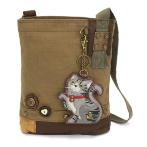 Patch Crossbody - Tabby Cat - gray - olive