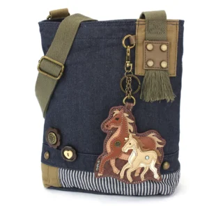 Patch Crossbody - Horse Family - denim