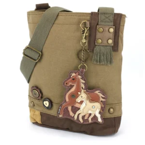 Patch Crossbody - Horse Family - olive