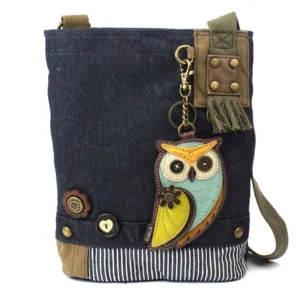 Patch Crossbody - Owl A - denim