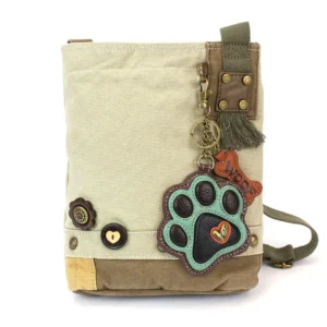 Patch Crossbody - Paw Print - teal - sand