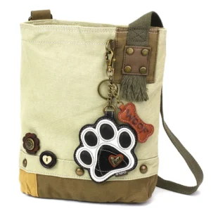 Patch Crossbody - Paw Print - b&w - sand