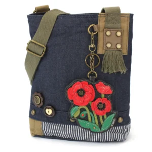 Patch Crossbody - Red Poppy - denim