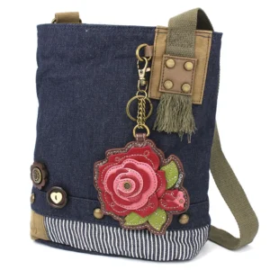 Patch Crossbody - Rose B - red - denim