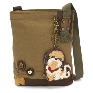 Patch Crossbody - Shih Tzu - brown - olive