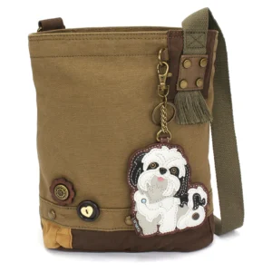 Patch Crossbody - Shih Tzu - white - olive