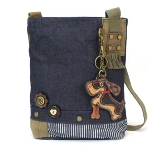 Patch Crossbody - Wiener Dog - denim