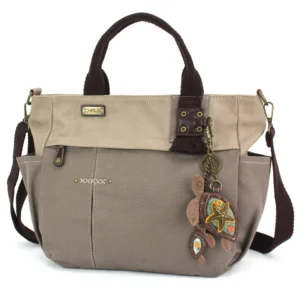 Multi Pocket Tote - Two Turtles - dark gray