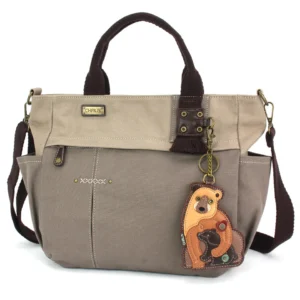Multi Pocket Tote - Two Bears - dark gray