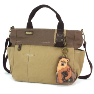 Multi Pocket Tote - Two Bears - olive