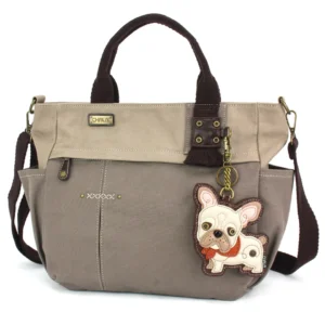 Multi Pocket Tote - French Bulldog - dark gray