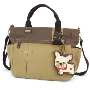 Multi Pocket Tote - French Bulldog - olive