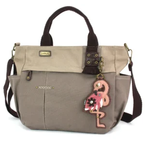 Multi Pocket Tote - Flamingo - dark gray