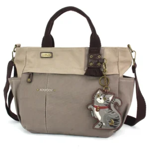 Multi Pocket Tote - Tabby Cat - gray - dark gray