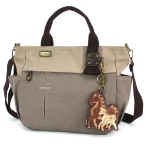 Multi Pocket Tote - Horse Family - dark gray