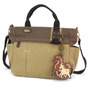 Multi Pocket Tote - Horse Family - olive