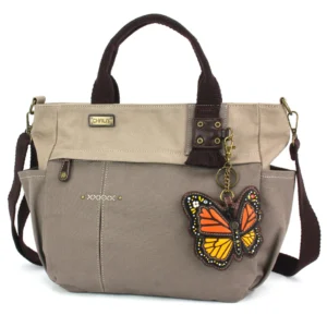 Multi Pocket Tote - Monarch Butterfly - dark gray