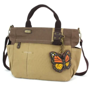 Multi Pocket Tote - Monarch Butterfly - olive