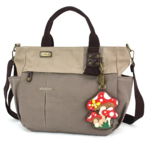 Multi Pocket Tote - Mushrooms - dark gray