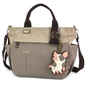 Multi Pocket Tote - Spotted Pig - pink - dark gray