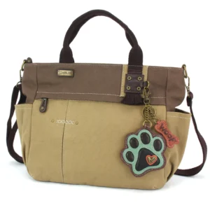 Multi Pocket Tote - Paw Print - teal - olive