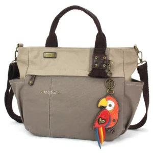 Multi Pocket Tote - Red Parrot - dark gray