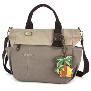 Multi Pocket Tote - Palm Tree - dark gray