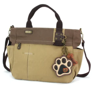 Multi Pocket Tote - Paw Print - ivory - olive