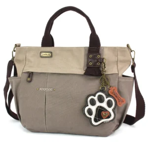Multi Pocket Tote - Paw Print - b&w - dark gray