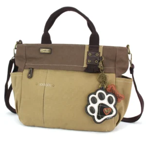 Multi Pocket Tote - Paw Print - b&w - olive