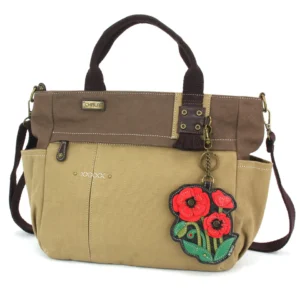 Multi Pocket Tote - Red Poppy - olive