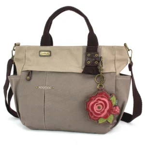 Multi Pocket Tote - Rose B - red - dark gray