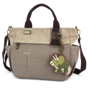 Multi Pocket Tote - Triceratops - dark gray