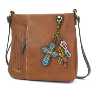 LaserCut Crossbody - Charming Charms Cross+FAITH - brown