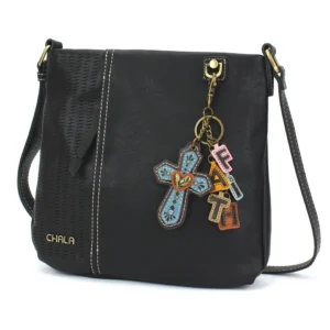 LaserCut Crossbody - Charming Charms Cross+FAITH - black